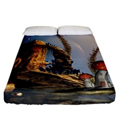 Wonderful Seascape With Mushroom House Fitted Sheet (california King Size)