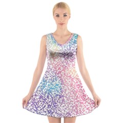 Festive Color V-Neck Sleeveless Skater Dress