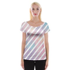 Colored Candy Striped Cap Sleeve Tops by Colorfulart23