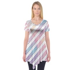 Colored Candy Striped Short Sleeve Tunic  by Colorfulart23