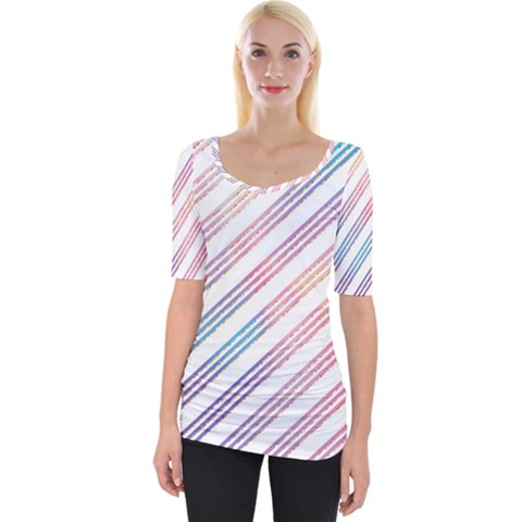 Colored Candy Striped Wide Neckline Tee by Colorfulart23