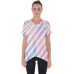 Colored Candy Striped Cut Out Side Drop Tee by Colorfulart23