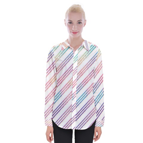 Colored Candy Striped Womens Long Sleeve Shirt by Colorfulart23