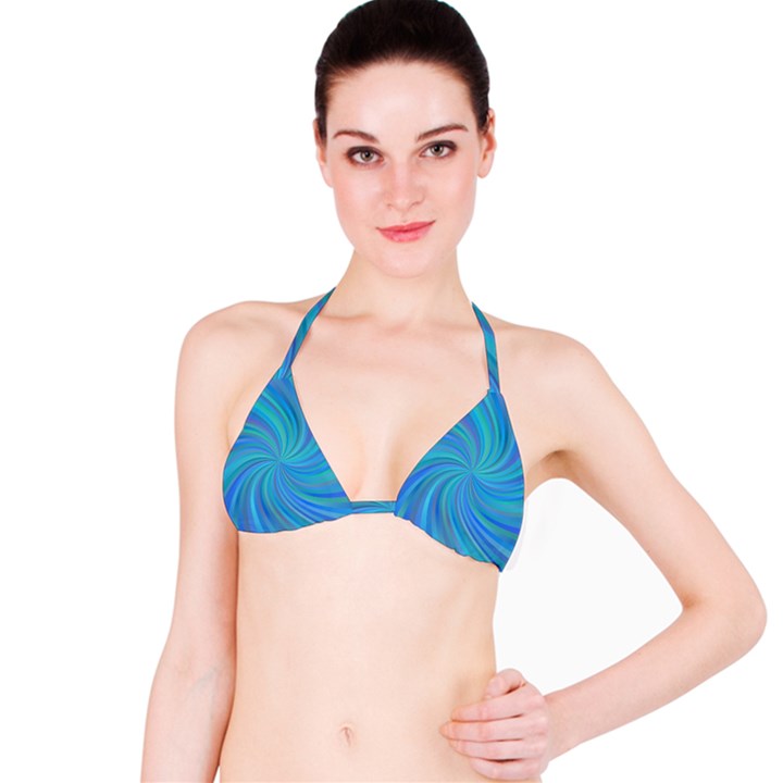 Blue Background Spiral Swirl Bikini Top