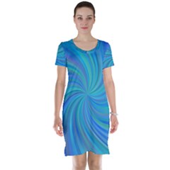 Blue Background Spiral Swirl Short Sleeve Nightdress