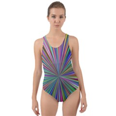 Burst Colors Ray Speed Vortex Cut-out Back One Piece Swimsuit by Celenk