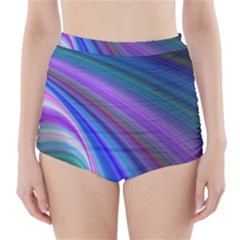 Background Abstract Curves High-waisted Bikini Bottoms by Celenk