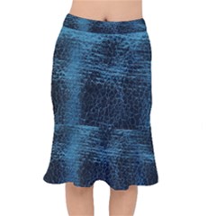 Blue Black Shiny Fabric Pattern Mermaid Skirt by Celenk