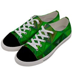 Green Triangle Background Polygon Women s Low Top Canvas Sneakers by Celenk