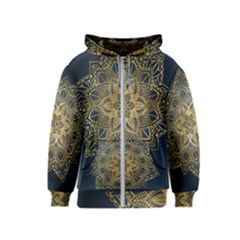 Gold Mandala Floral Ornament Ethnic Kids  Zipper Hoodie by Celenk