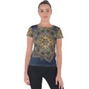 Gold Mandala Floral Ornament Ethnic Short Sleeve Sports Top  View1