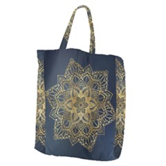 Gold Mandala Floral Ornament Ethnic Giant Grocery Zipper Tote by Celenk