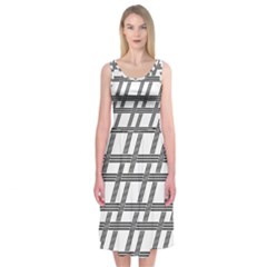 Grid Pattern Seamless Monochrome Midi Sleeveless Dress by Celenk