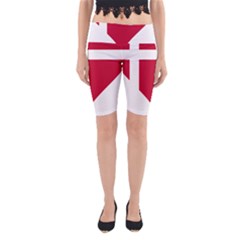 Heart Love Flag Denmark Red Cross Yoga Cropped Leggings by Celenk