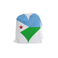 Heart Love Flag Djibouti Star Drawstring Pouches (medium)  by Celenk