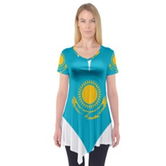 Heart Love Flag Sun Sky Blue Short Sleeve Tunic  by Celenk