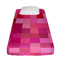 Pink Square Background Color Mosaic Fitted Sheet (single Size) by Celenk