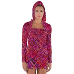 Pattern Background Square Modern Long Sleeve Hooded T-shirt by Celenk