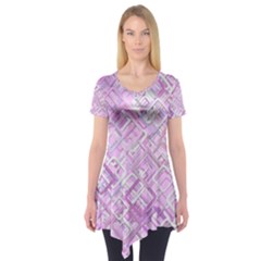 Pink Modern Background Square Short Sleeve Tunic 