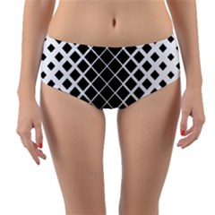 Square Diagonal Pattern Monochrome Reversible Mid-waist Bikini Bottoms by Celenk