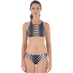 Square Diagonal Pattern Monochrome Perfectly Cut Out Bikini Set