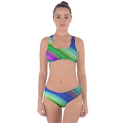 Motion Fractal Background Criss Cross Bikini Set by Celenk