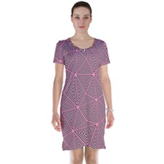 Purple Triangle Background Abstract Short Sleeve Nightdress