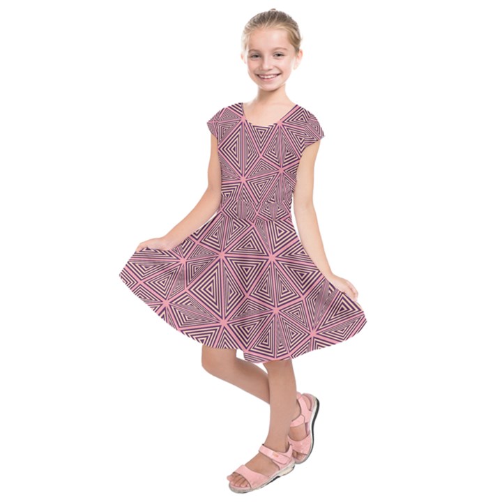 Purple Triangle Background Abstract Kids  Short Sleeve Dress