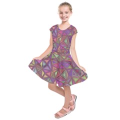 Triangle Background Abstract Kids  Short Sleeve Dress by Celenk