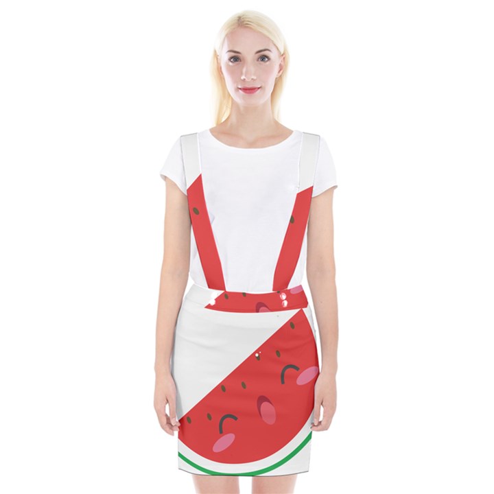 Watermelon Red Network Fruit Juicy Braces Suspender Skirt