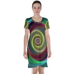 Spiral Vortex Fractal Render Swirl Short Sleeve Nightdress