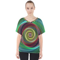 Spiral Vortex Fractal Render Swirl V-neck Dolman Drape Top by Celenk