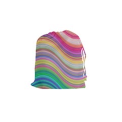 Wave Background Happy Design Drawstring Pouches (Small) 