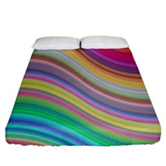 Wave Background Happy Design Fitted Sheet (Queen Size)