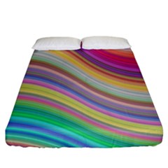 Wave Background Happy Design Fitted Sheet (King Size)