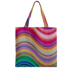 Wave Background Happy Design Zipper Grocery Tote Bag
