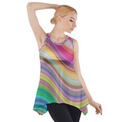 Wave Background Happy Design Side Drop Tank Tunic by Celenk
