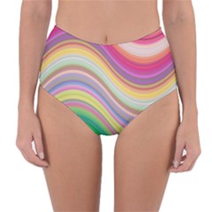 Wave Background Happy Design Reversible High-Waist Bikini Bottoms