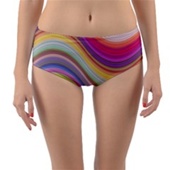 Wave Background Happy Design Reversible Mid-Waist Bikini Bottoms