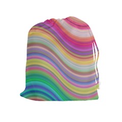 Wave Background Happy Design Drawstring Pouches (Extra Large)