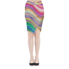 Wave Background Happy Design Midi Wrap Pencil Skirt