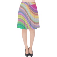 Wave Background Happy Design Velvet High Waist Skirt