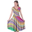 Wave Background Happy Design Cap Sleeve Wrap Front Dress View1