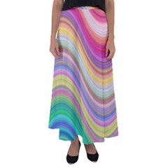 Wave Background Happy Design Flared Maxi Skirt