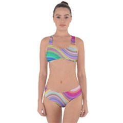 Wave Background Happy Design Criss Cross Bikini Set