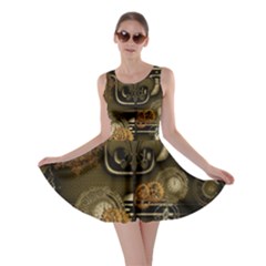 Wonderful Noble Steampunk Design, Clocks And Gears And Butterflies Skater Dress by FantasyWorld7