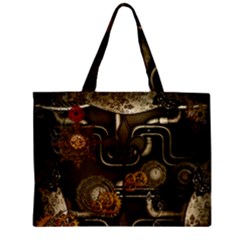 Wonderful Noble Steampunk Design, Clocks And Gears And Butterflies Zipper Mini Tote Bag by FantasyWorld7