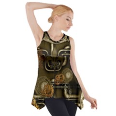 Wonderful Noble Steampunk Design, Clocks And Gears And Butterflies Side Drop Tank Tunic by FantasyWorld7