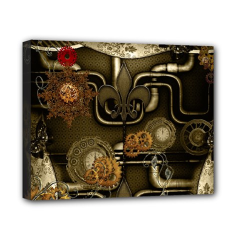 Wonderful Noble Steampunk Design, Clocks And Gears And Butterflies Canvas 10  X 8  by FantasyWorld7
