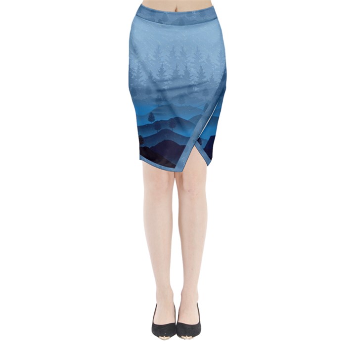 Blue Mountain Midi Wrap Pencil Skirt